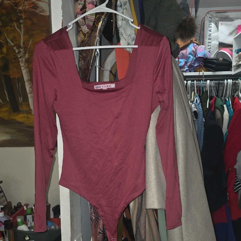 Fashion Nova Mauve Long Sleeve Bodysuit